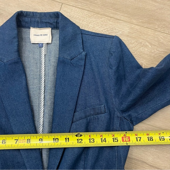 Court & Rowe Women Blue Denim One-Button Blazer Jacket Size 4 - Picture 7 of 9